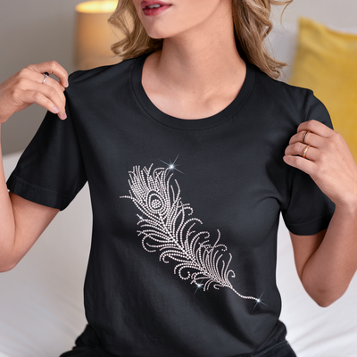 Feather Rhinestone T-Shirt | OMG Bikinis