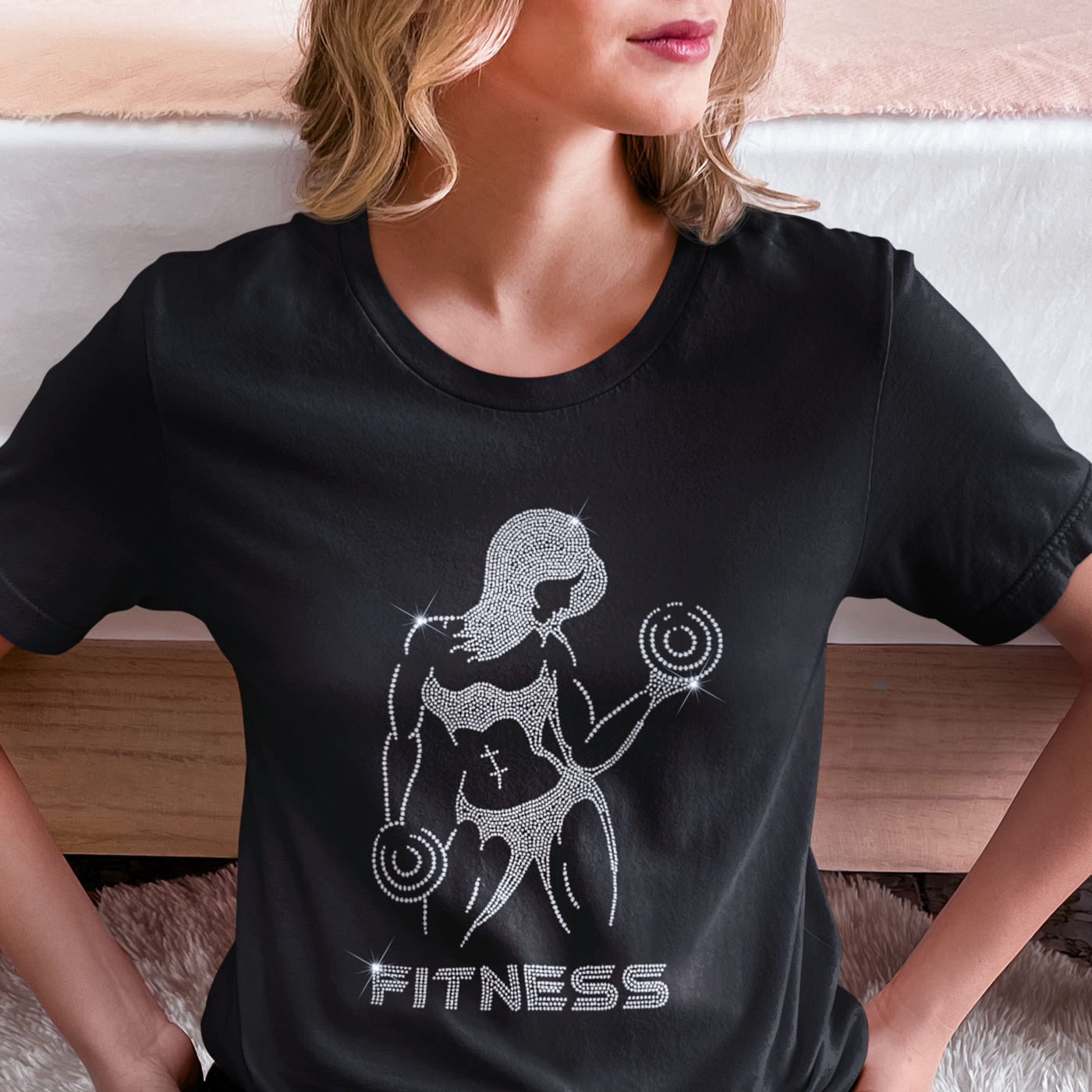 Fitness Rhinestone T-Shirt | OMG Bikinis