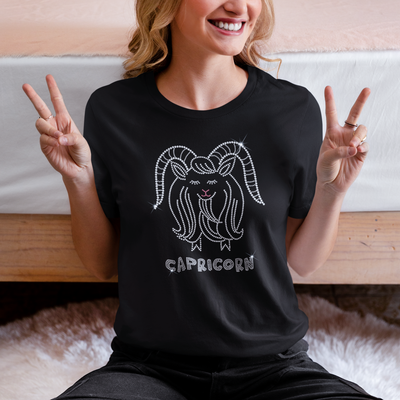 Capricorn Rhinestone Zodiac T-Shirt | OMG Bikinis