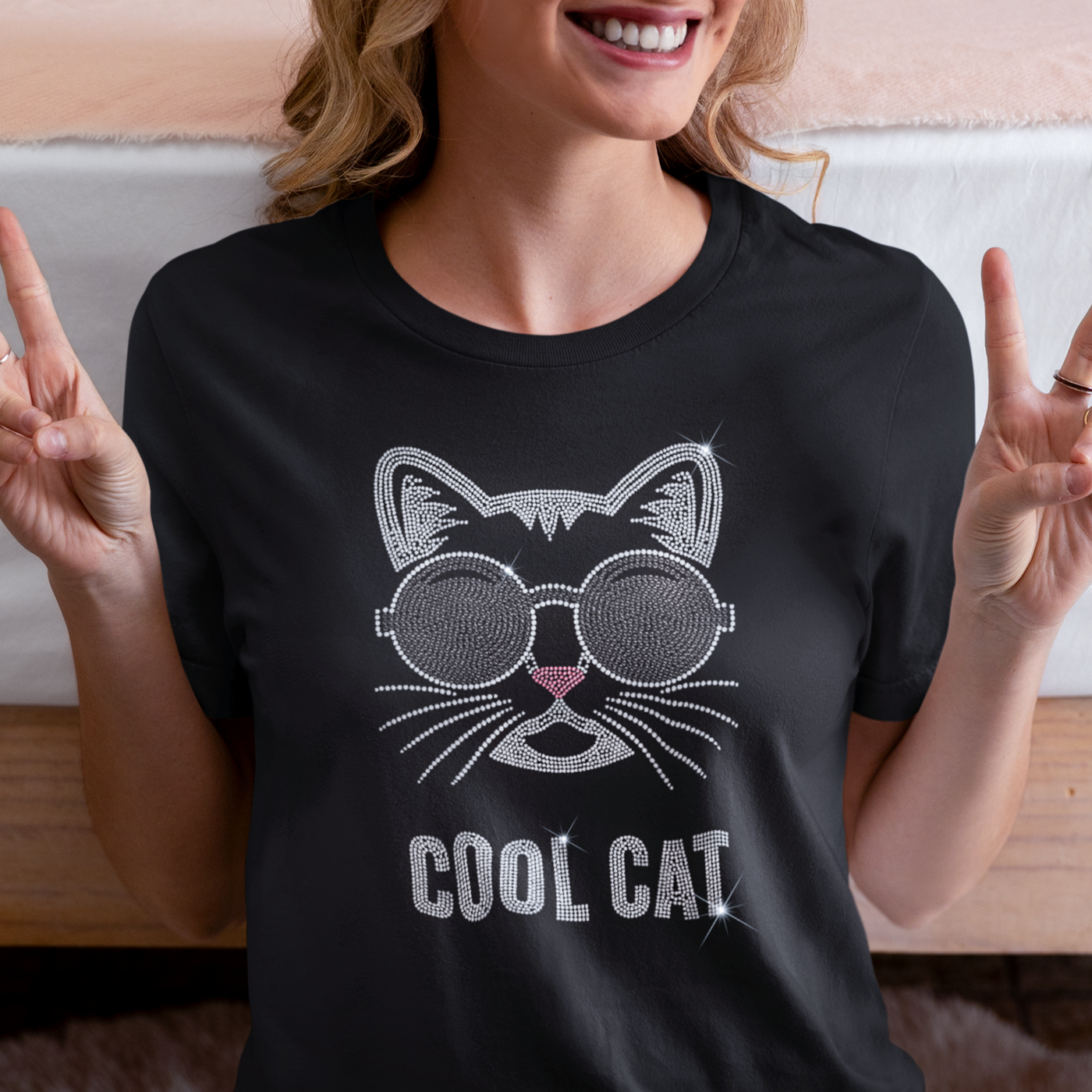 Cool Cat Rhinestone T-Shirt | OMG Bikinis