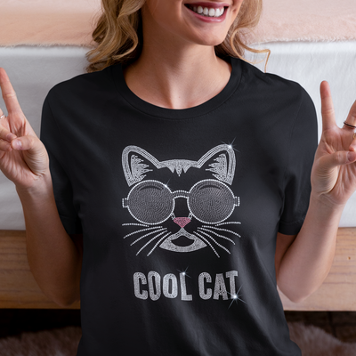 Cool Cat Rhinestone T-Shirt | OMG Bikinis