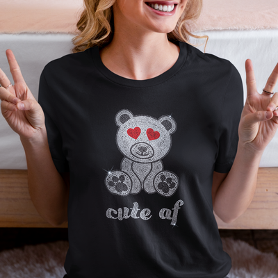 Cute AF Bear Rhinestone T-Shirt | OMG Bikinis