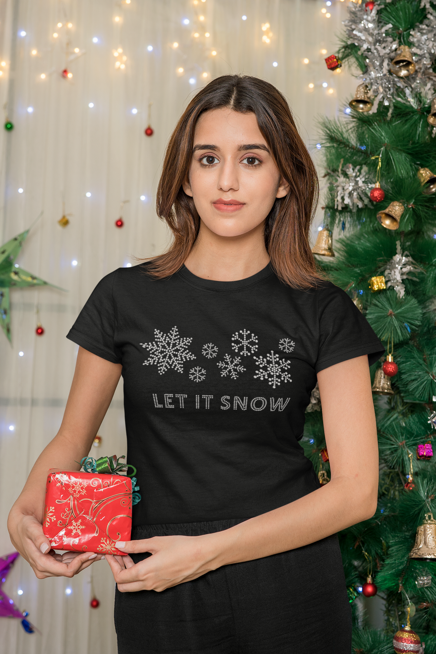 Let It Snow Rhinestone T-Shirt | OMG Bikinis