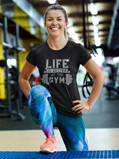 Life is Better at the Gym Rhinestone T-Shirt | OMG Bikinis