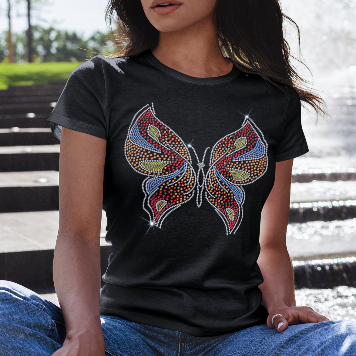 Butterfly Rhinestone T-Shirt | OMG Bikinis