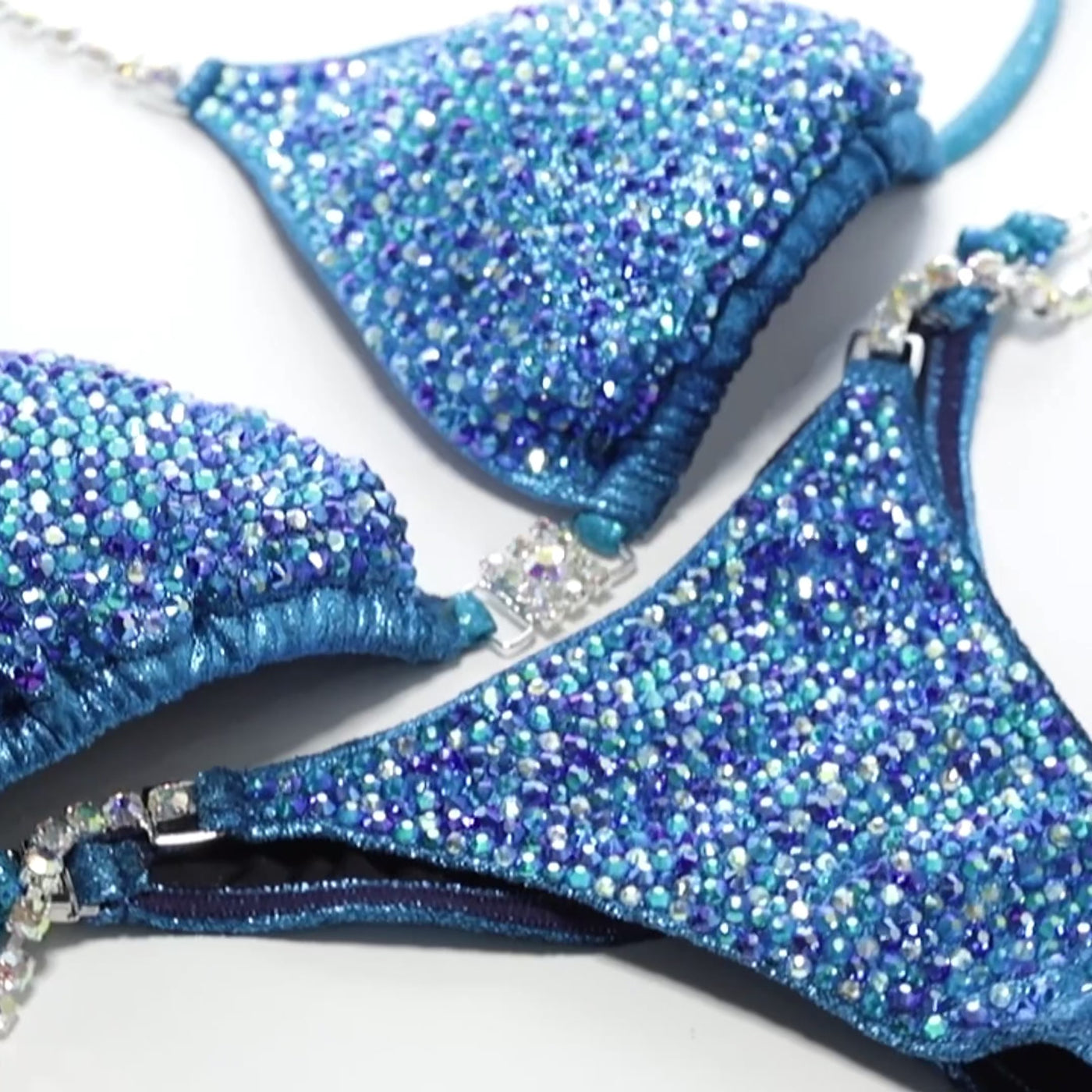 Teal Metallic Velvet Competition Bikini | OMG Bikinis