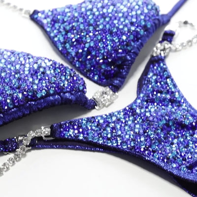 Royal Blue Metallic Velvet Competition Bikini | OMG Bikinis
