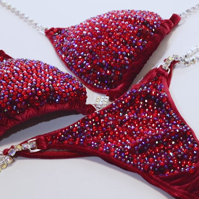 Cherry Red Velvet Competition Bikini | OMG Bikinis