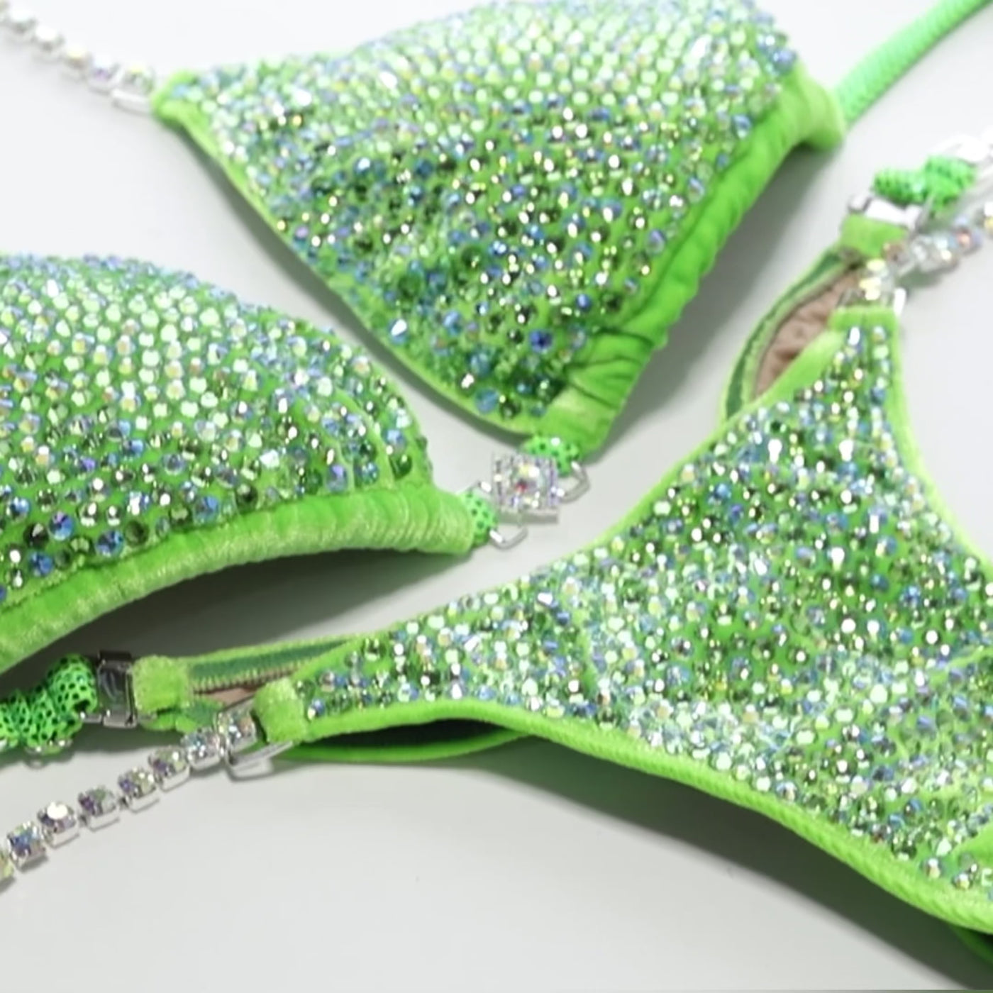 Neon Green Velvet Competition Bikini | OMG Bikinis