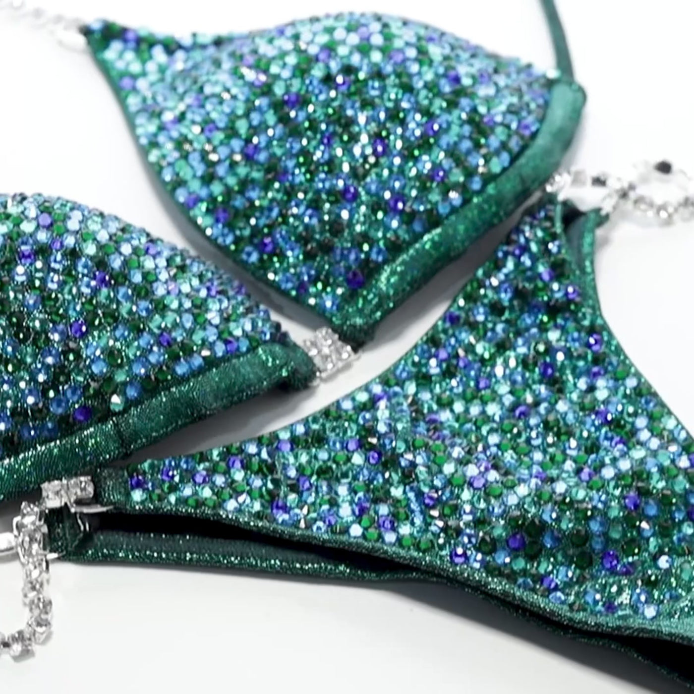 Capri Blue Burst on Emerald Competition Bikini | OMG Bikinis