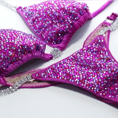 Magenta Burst Velvet Competition Bikini | OMG Bikinis