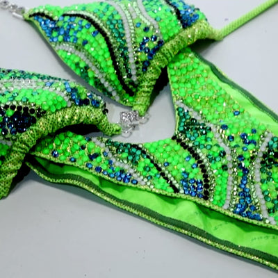 Paulina Lime Green Figure/WPD Competition Suit | OMG Bikinis