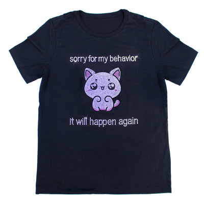 I'm Sorry About My Behavior Rhinestone T-Shirt | OMG Bikinis