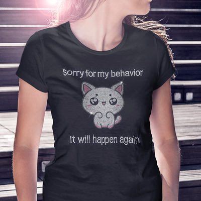 I'm Sorry About My Behavior Rhinestone T-Shirt | OMG Bikinis