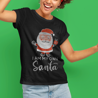 I am My Own Santa Sparkle Rhinestone T-Shirt | OMG Bikinis