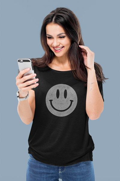 Smiley Face Sparkle Rhinestone T-Shirt | OMG Bikinis