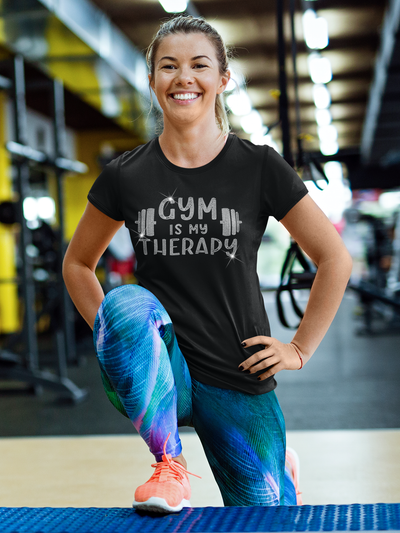 Gym is My Therapy Gym Rhinestone T-Shirt | OMG Bikinis