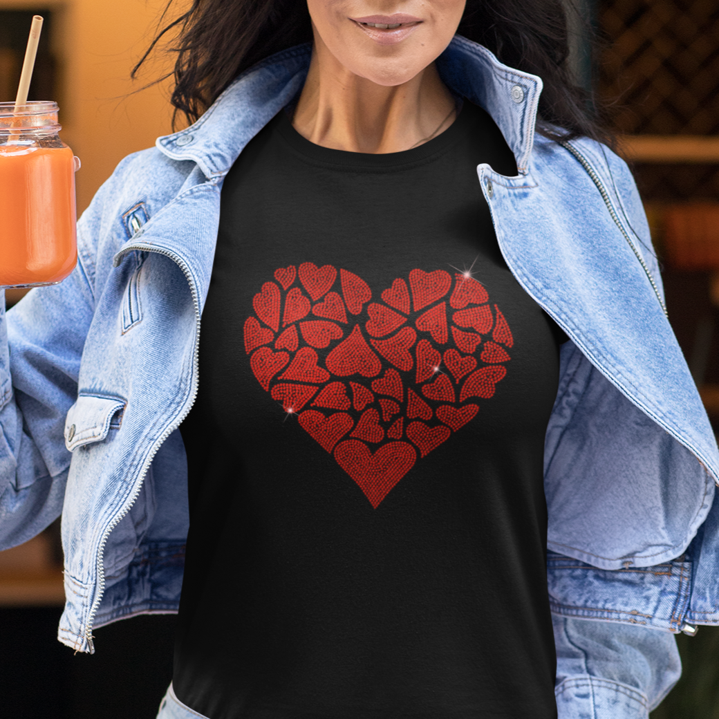 Loving Heart Sparkle Rhinestone T-Shirt | OMG Bikinis