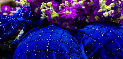 Fancy Royal Blue Velvet Posing Suit | Scrunch Butt Bikini | NPC/IFBB Practice Suit