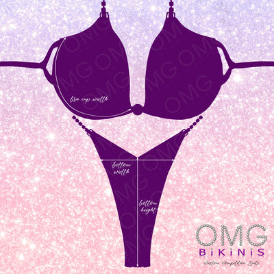 Grape Purple Wellness Competition Bikini M/S | OMG Bikinis Rentals