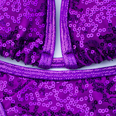 Violet Sequin Posing Suit | Scrunch Butt Bikini | NPC/IFBB Practice Suit
