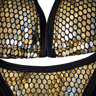 Golden Foil Posing Suit | Scrunch Butt Bikini | NPC/IFBB Practice Suit