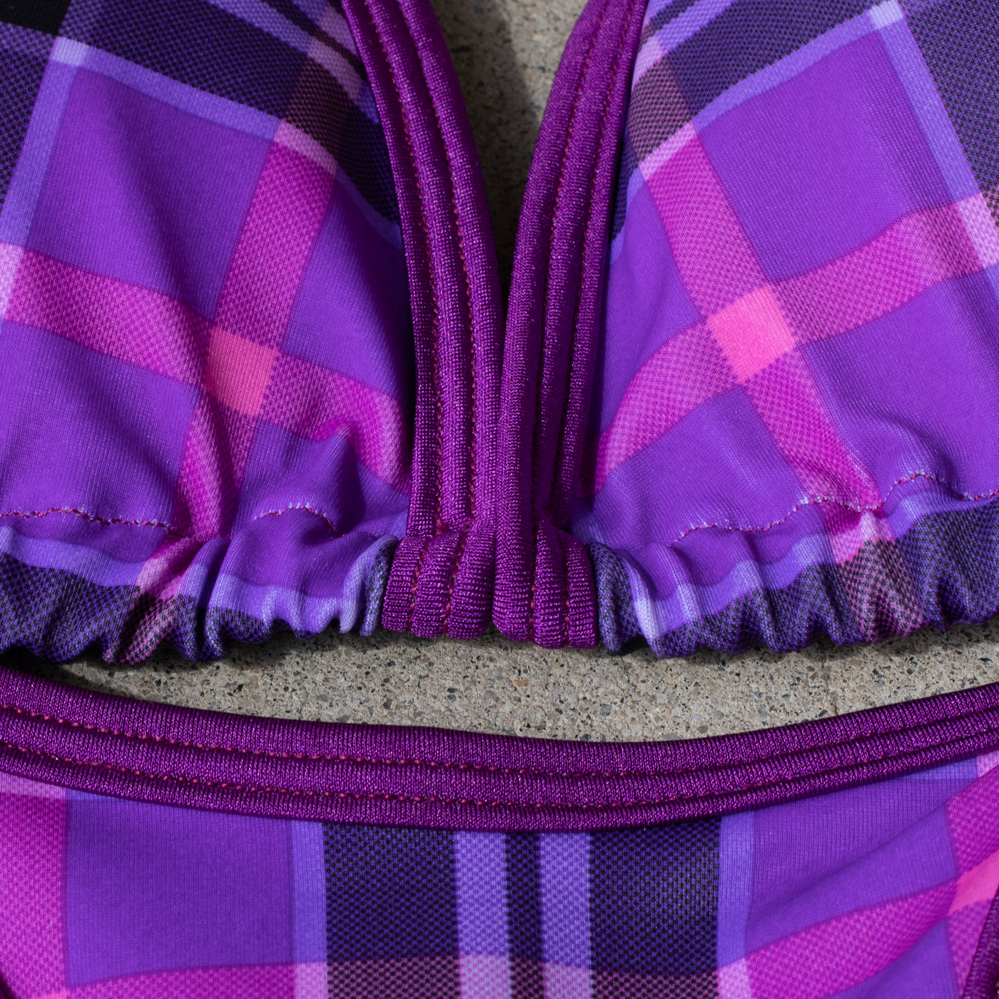 Purple Checkered Print Posing Suit | Scrunch Butt Bikini | NPC/IFBB Practice Suit