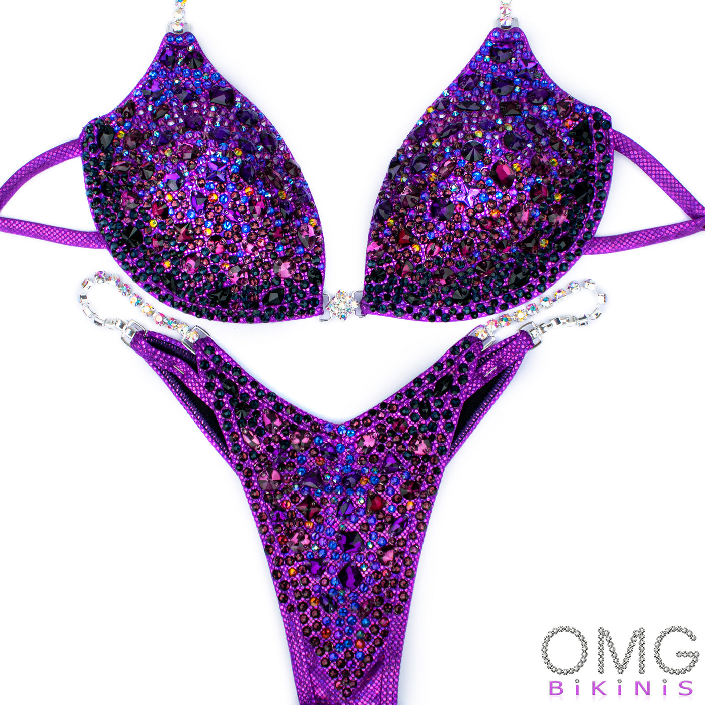 Glimmering Amethyst Wellness Competition Suit S/S | OMG Bikinis Rentals
