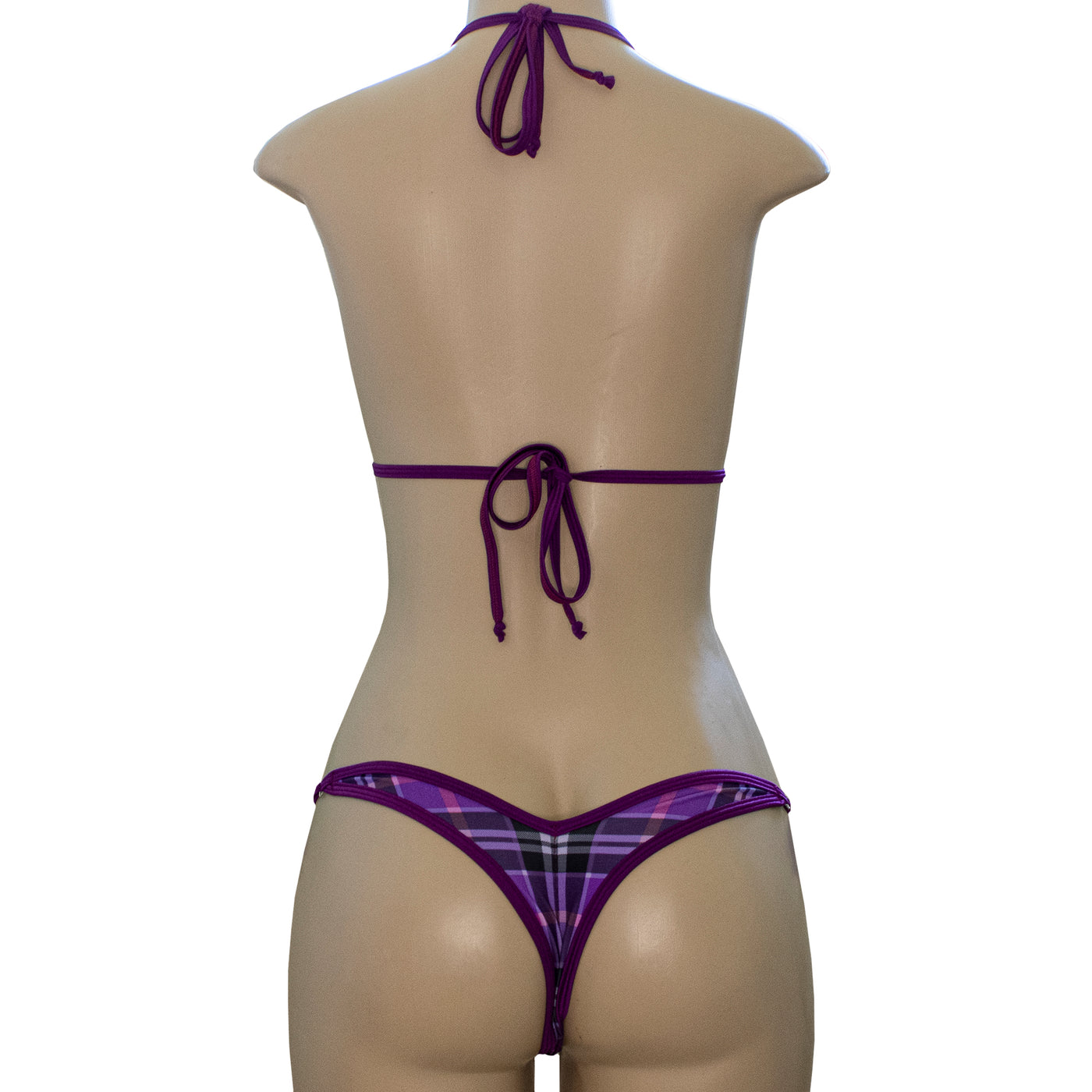 Purple Checkered Print Posing Suit | Scrunch Butt Bikini | NPC/IFBB Practice Suit